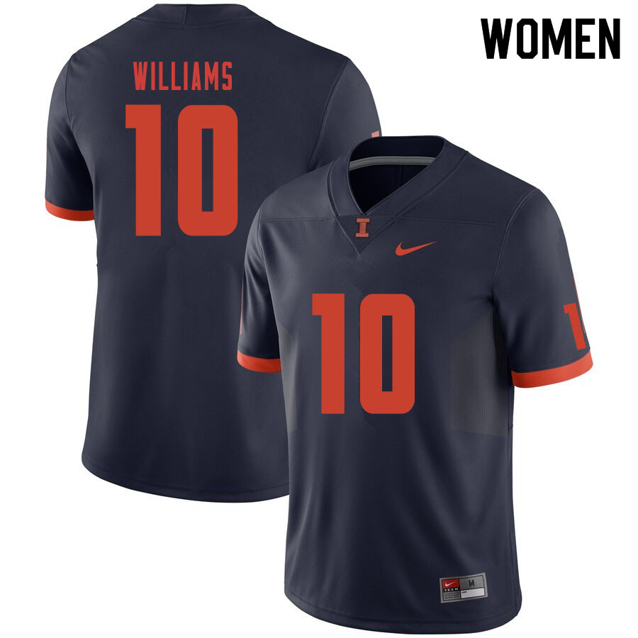 Women #10 Justice Williams Illinois Fighting Illini College Football Jerseys Sale-Navy